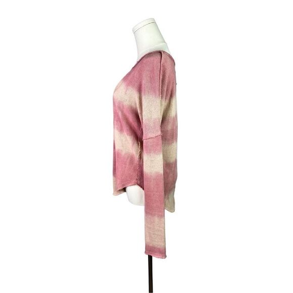 We The Free sweater women’s size Small pink tan stripe cotton blend long sleeve - Picture 4 of 8
